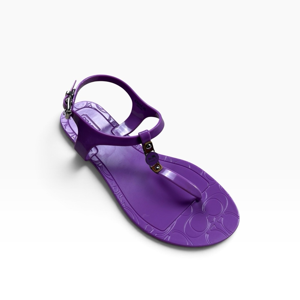 Coach Piccadilly Purple Jelly Sandals Women's Size 6B Logo Charm Buckle - Picture 6 of 10